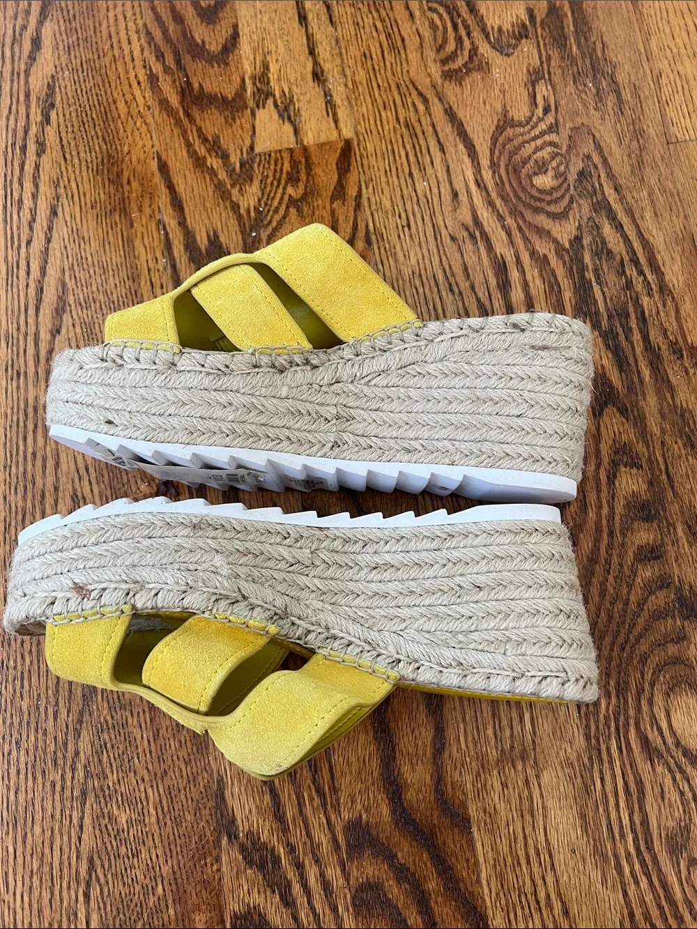 Marc Fisher Bright Yellow Espadrille Platform Slides-NWT